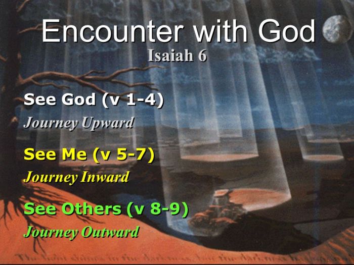 See Me (v 5-7) Journey Inward. See Others (v 8-9) Journey Outward.